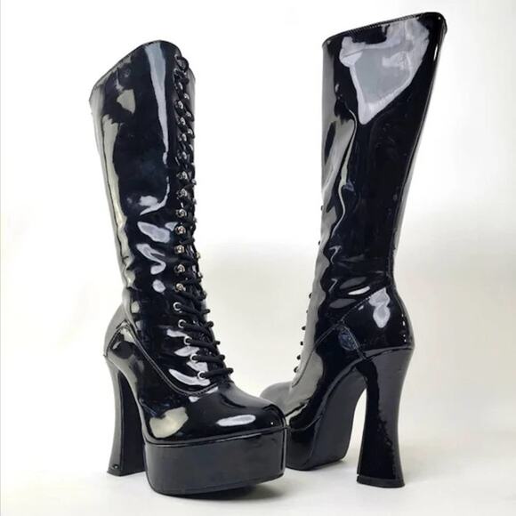 Morbid Threads Shoes - Vintage 90s Morbid Threads Goth High Heel Platform Dancer Boots - 9